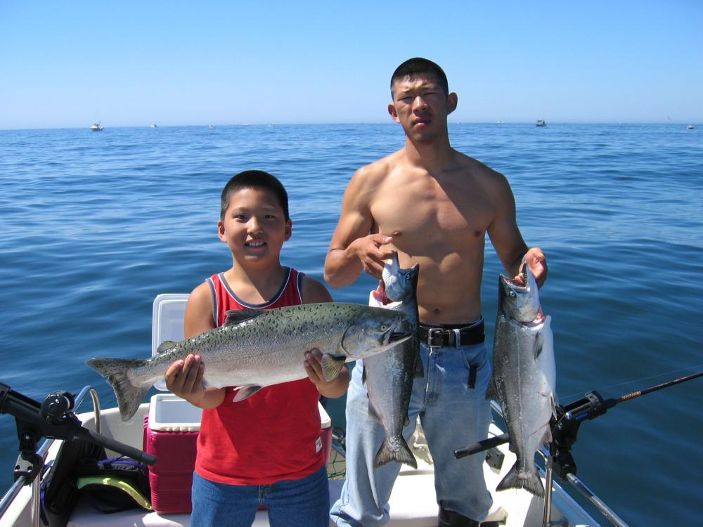 2004.  Cousins first Salmon.  Mooching.
