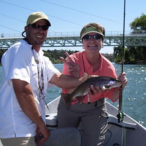 Wife's second fish on her first flyfishing river drift (10 minutes into it)