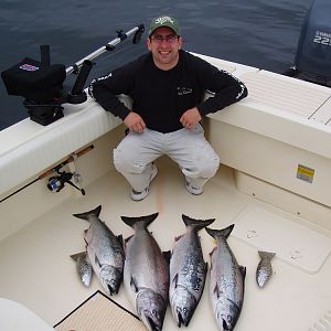 first limit on salmon for Dragonfly out of Oyster Pt.->HMB area I think