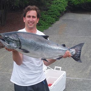 teacher Tom Furher put me on my personal best salmon (33 lbs) just past Bodega Rock