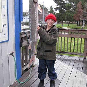 Spencer with his first Sturgeon 54"