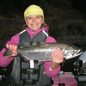 Daughter on the Klamath.  Check out that pro grip and arm extension.  Not bad for 11 y.o.