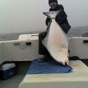 55 inches / 82# halibut.  Raindancer Charters, Sitka, AK
