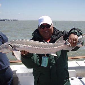 Dad with his sturgeon