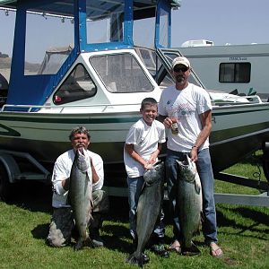Mike, Opie and his boy.  2003 Bodega hogs fishing from Lawsons Landing