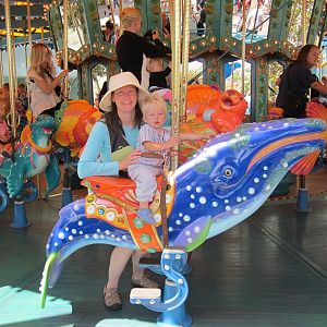 My son rode a Humpback Whale on Triton's Carousel at Disney's California Adventure Park