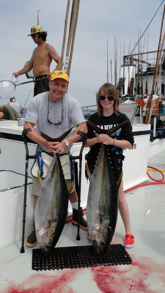 Dad with his 59lber and Jordi with her 76 lb yellowfin tuna