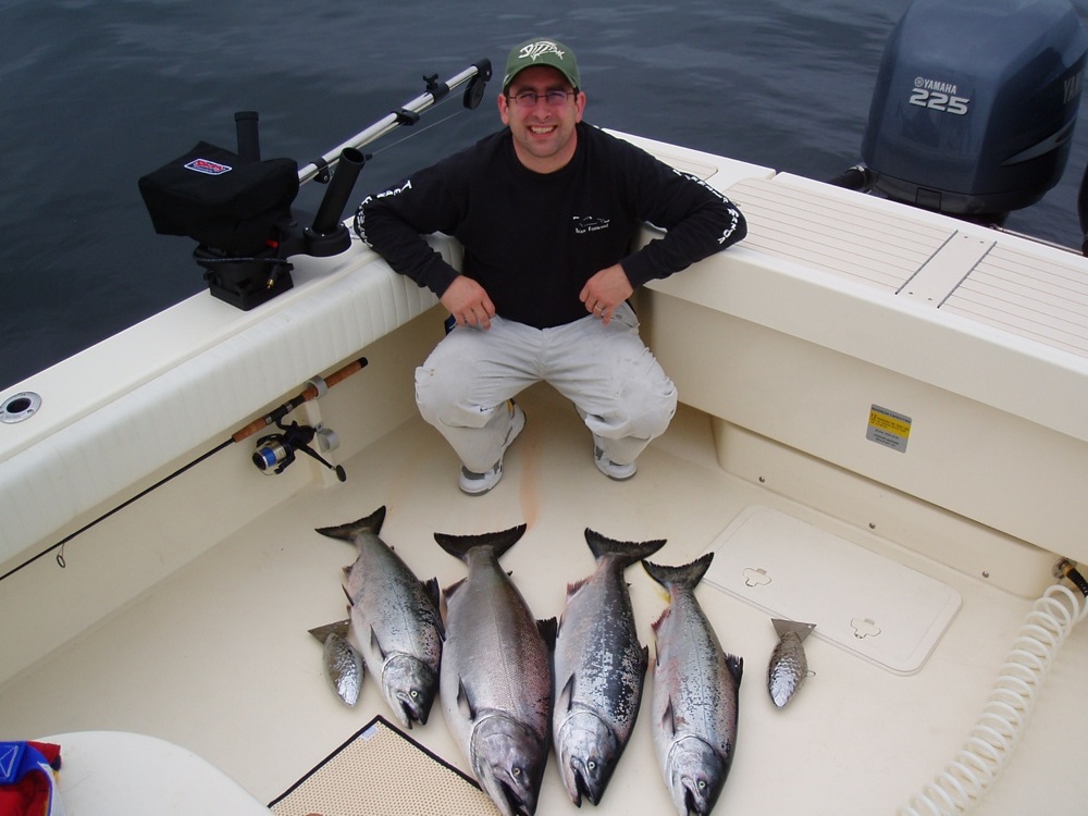 first limit on salmon for Dragonfly out of Oyster Pt.->HMB area I think