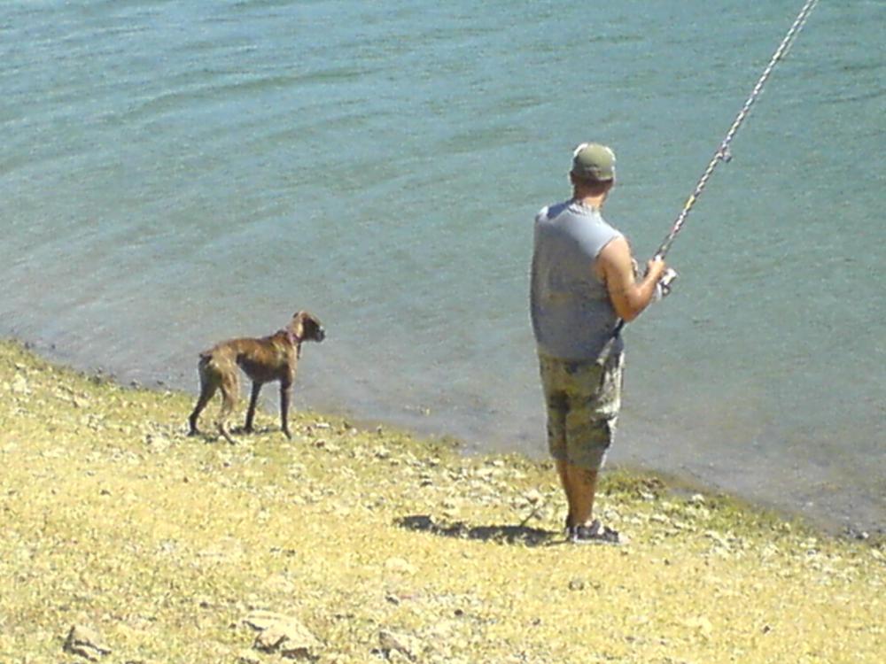 Fishing w/ my boxer (Moorea) at Del Valle