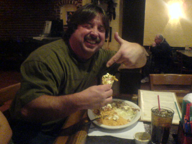Friend William eating fish tacos...yes hes drunk!