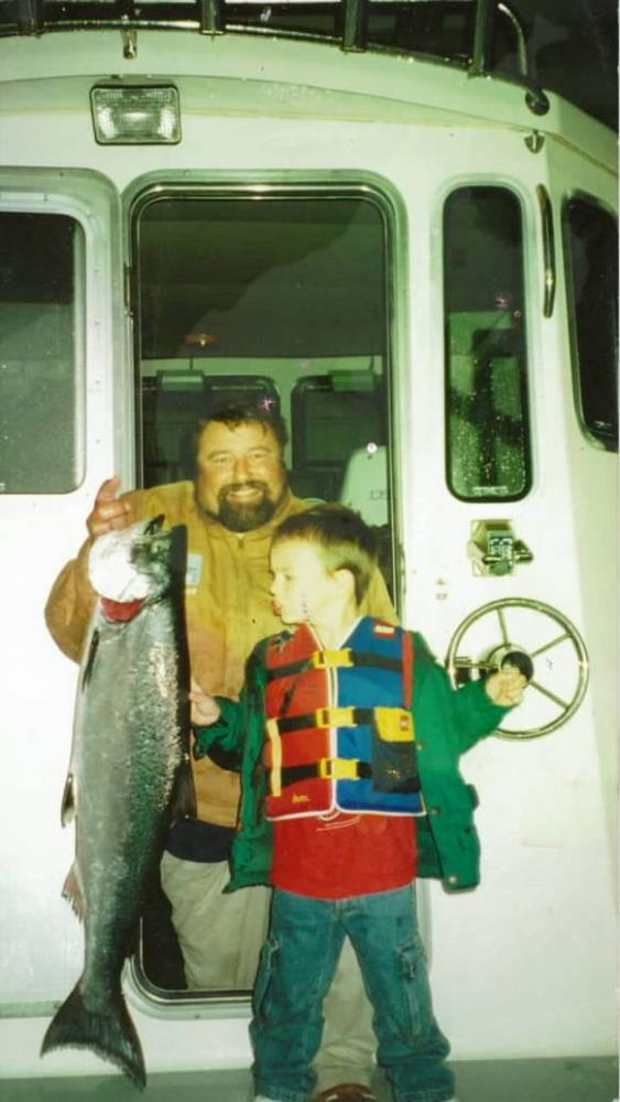 Grandson Jake first salmon