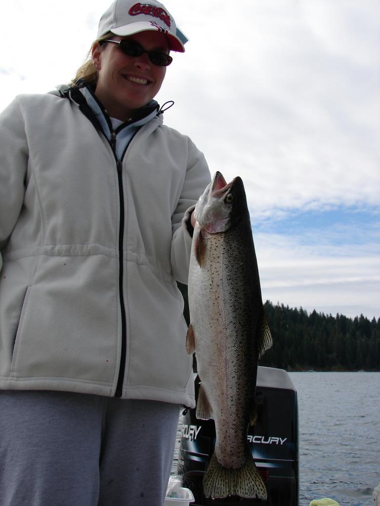 My neice with a 6 lb Lake Almanor Rainbow