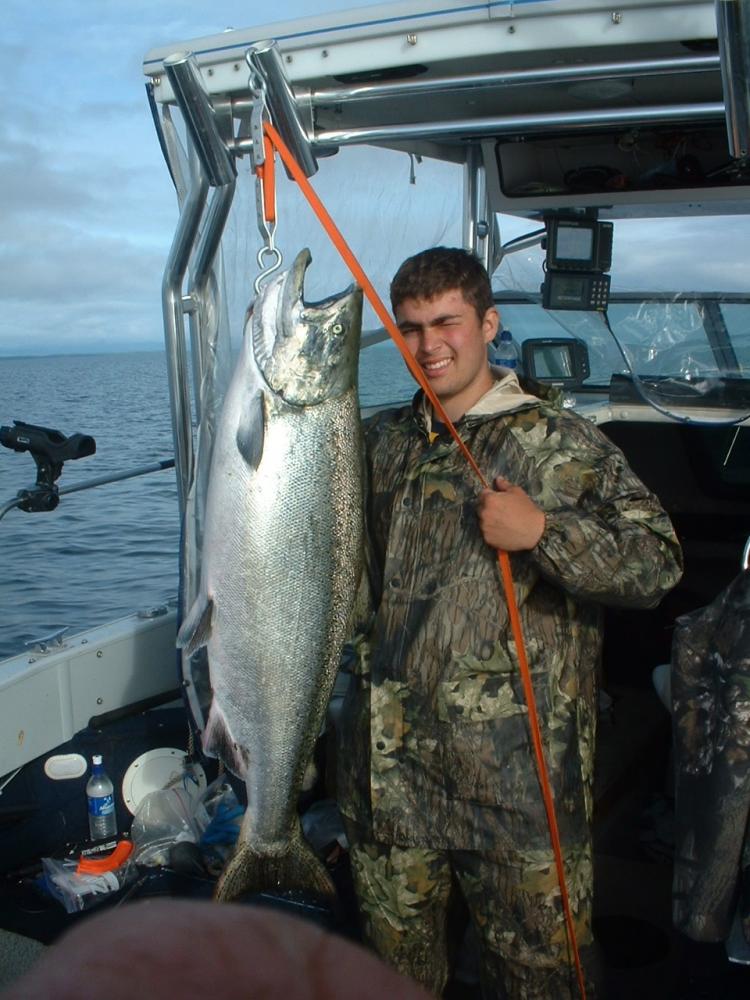 My son Justins, 47" long, 49 lb 9 oz King Salmon.