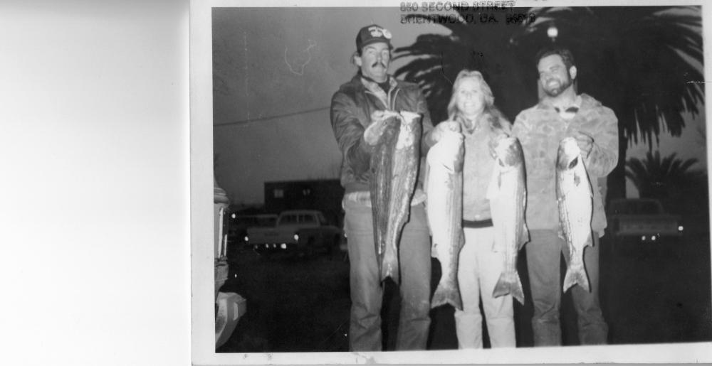 My then girlfriend and now good friend Regina
Big Mike fellow fish head and one of the best striper fisherman in the Delta

Stripers from shore wit