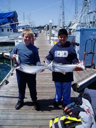 Nathan and Tyler Elkins get their first Salmon on John Lyons "Fishful Thinking"