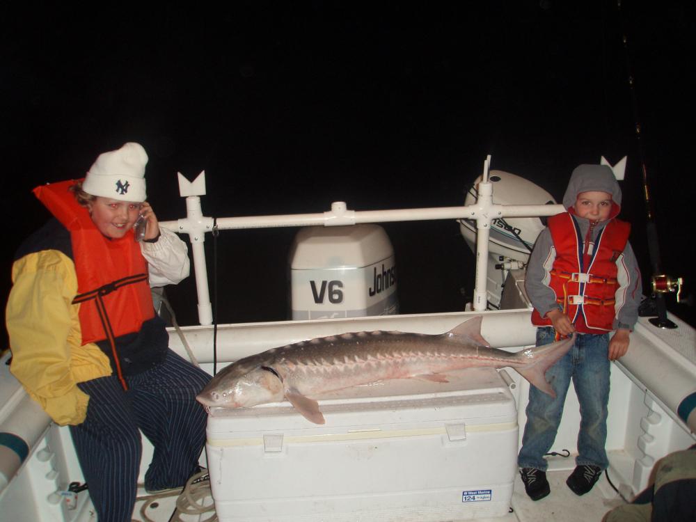 Nick & Tyler battle their first Sturgeon. Right as they were getting ready for bed. Sweet Dreams