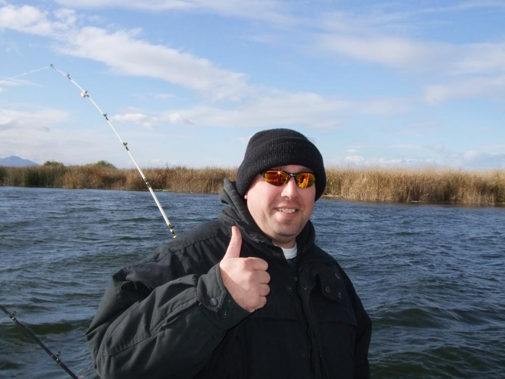 Striper fishing / Good friend Pete, trying for the big one.