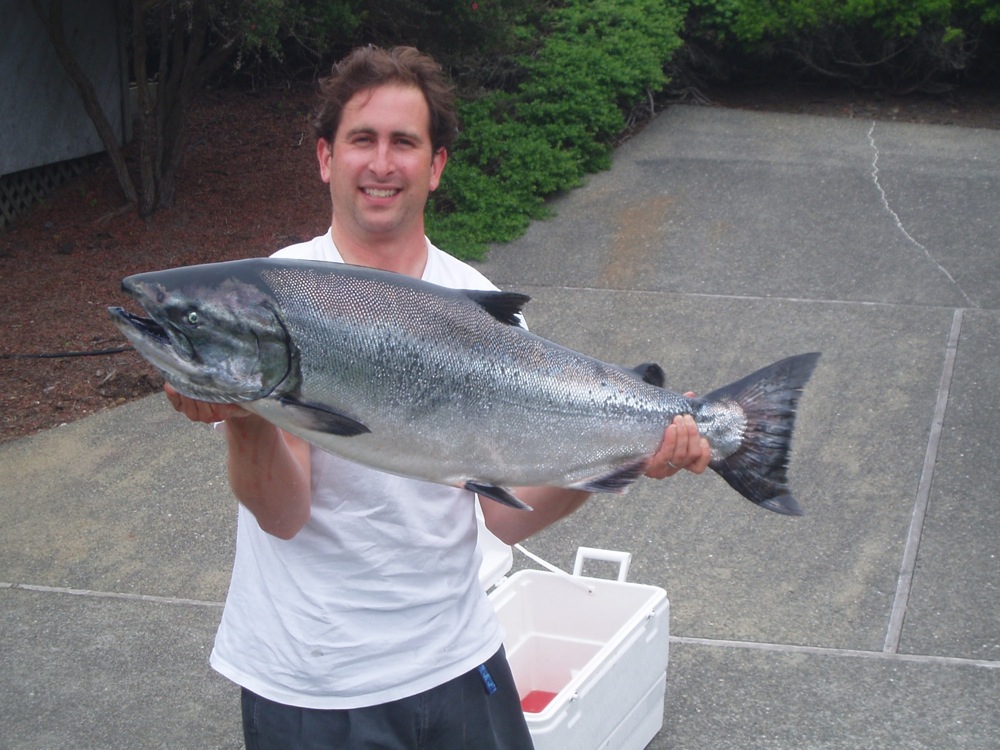 teacher Tom Furher put me on my personal best salmon (33 lbs) just past Bodega Rock