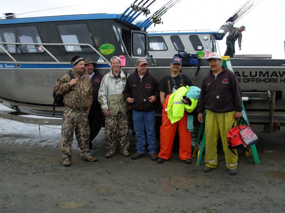 The gang at Anchor point in front of Mike Garcias boat just before launching from the beach